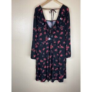 Torrid 2X Rose Dress Floral Red Ruffle Neck Mini Fit & Flare Skater Romantic